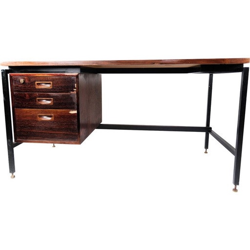 Bureau vintage en palissandre et pieds en métal, Danemark 1960