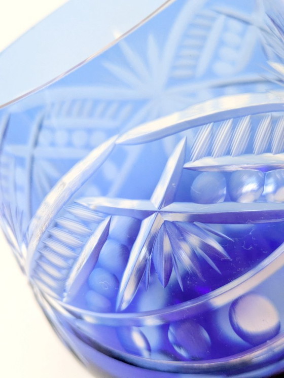 Image 1 of Vintage Cobalt Blue Cut Glass Goblets, Römer Style, Set of 4