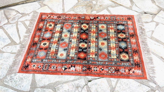 Image 1 of TAPIS Soie et Coton Vintage - 142 x 84cm