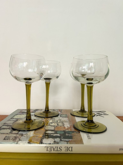 4x verres à vin vintage allemands Moselle / verts