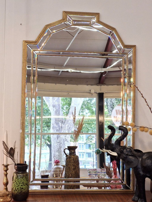 Vintage Deknudt mirror brass facet cut