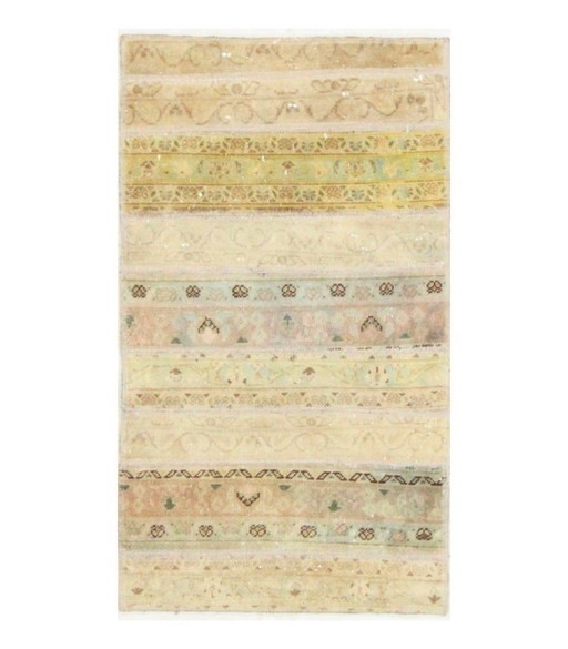Oriental Hand-knotted Vintage Art Classic & Relief Design 106 x 62 cm Beige Color