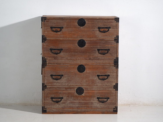 Antique Japanese Tansu Chest of Drawers - Meiji / Taishō Period (c. ) #24 – Iron (photo 34 of 40)