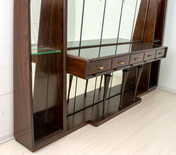 Image 1 of Buffet à miroir en noyer italien Guglielmo Ulrich, Mid Century Modern, années 1940