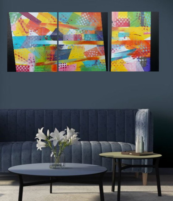 Image 1 of Pastoral - 2Luss'Art - Triptych 140 x 55 cm - Free Insured Delivery (Depending on Country)