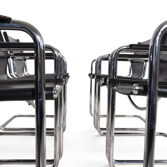 Matteo Grassi Set of 6 Visitor Chairs, Leather/Chrome Dining Chairs, 1970 (photo 15 of 20)