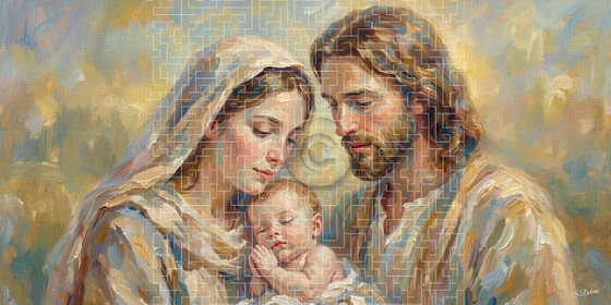 Image 1 of Jesus, Mary and Joseph "The Jesus Prayer" (120x60) cm