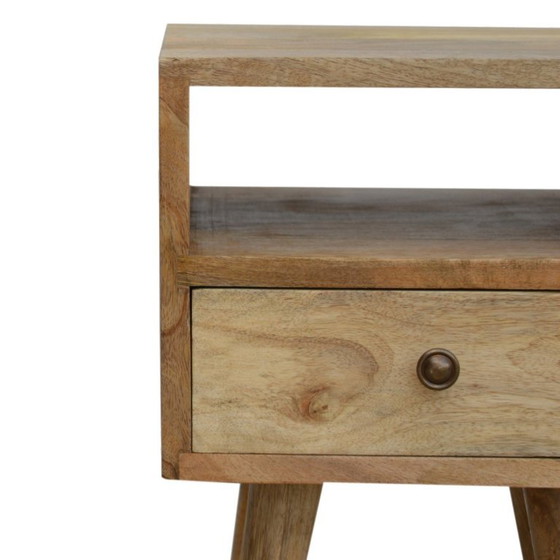 Mini Eichenholz-Optik Nachttisch – Kompaktes Mangoholz mit Schublade – Artisan, Nachttische, Metal, Wood (photo 5 of 10)