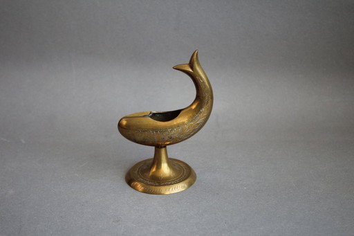 Wal Aus Messing Kleiner Vintage Aschenbecher