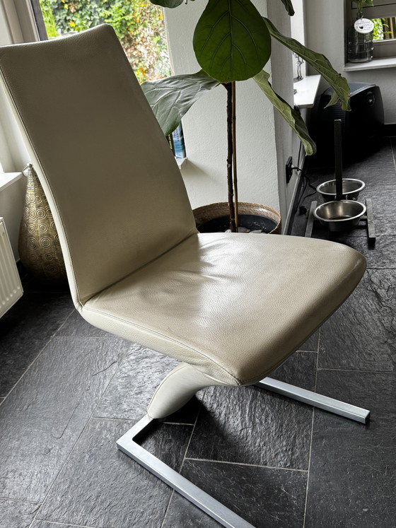 Image 1 of Rolf Benz 7800 Leder-Esszimmer-/Bürostuhl, cremefarben