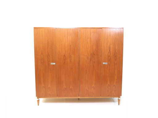 Large Vintage 4-Door Teak Wardrobe from the 1960s