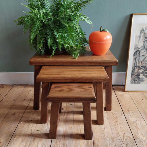 Brutalist vintage side tables nesting tables