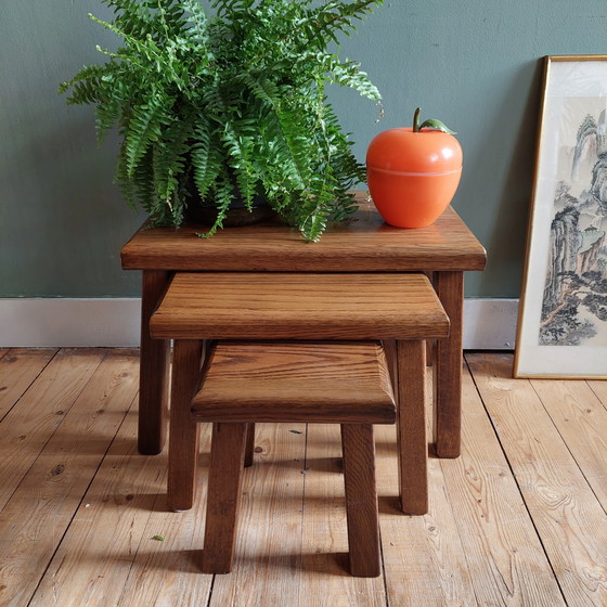 Image 1 of Brutalist vintage side tables nesting tables