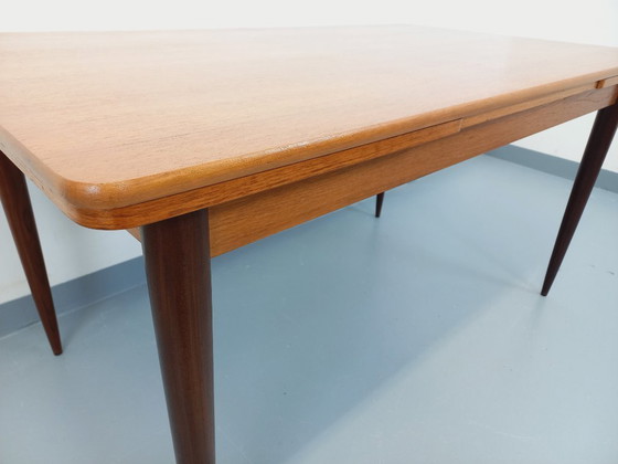 Image 1 of Rectangular Scandinavian-style vintage dining table from the 1950s/60s in teak with extensions