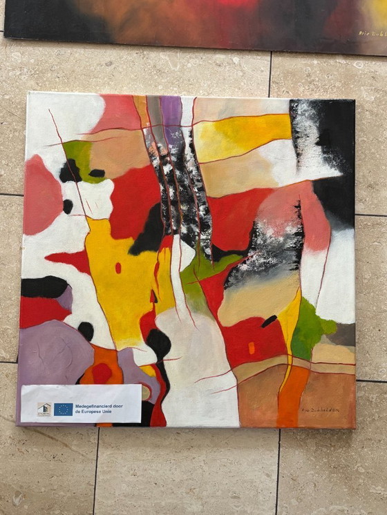 Image 1 of 4x pittura a olio e acrilico su tela e carta, senza cornice