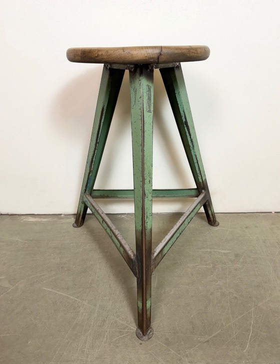 Image 1 of Sgabello da officina industriale verde, anni '60