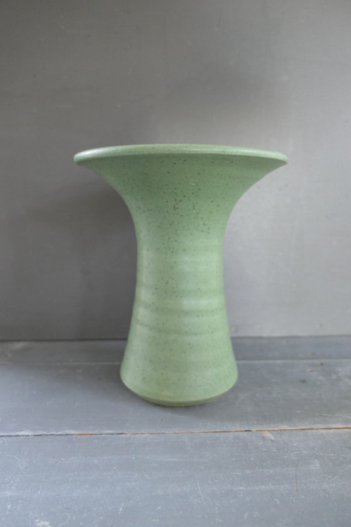 Vintage Earthenware Heavy Vase Green Number 632
