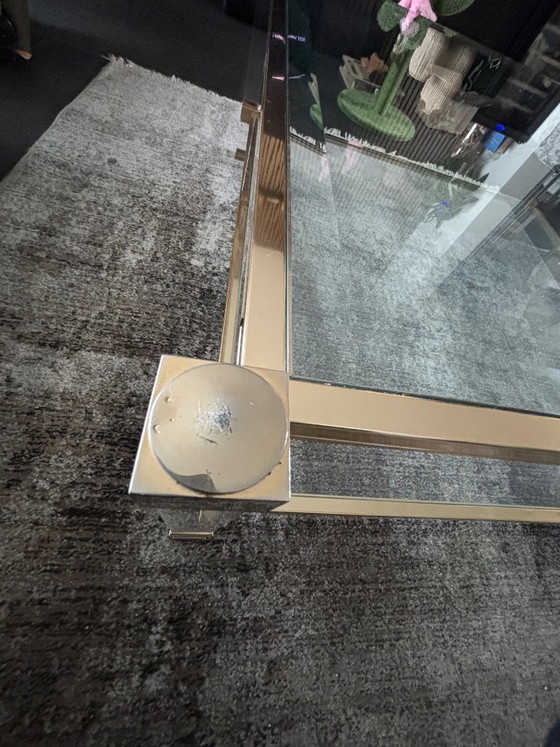 Image 1 of Originele Pierre Vandel Paris Salontafel – Hollywood Regency – Lucite & Messing