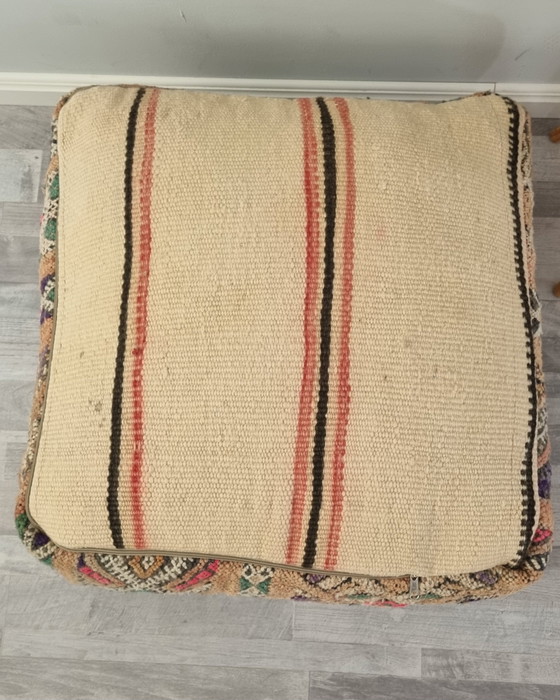 Image 1 of Kelim vintage poef, marokkaanse zitkussen boho style vloerkussen