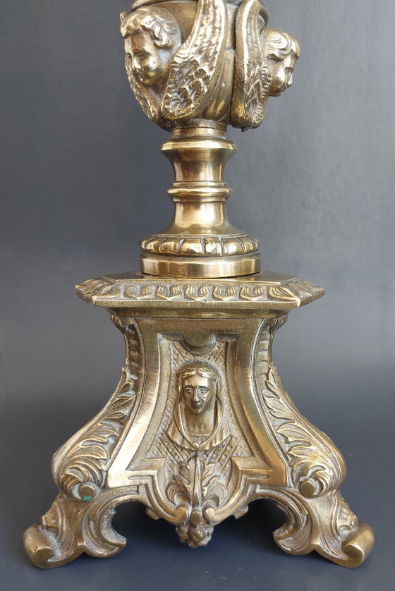 Image 1 of Candelabro da cappella in bronzo del XIX secolo
