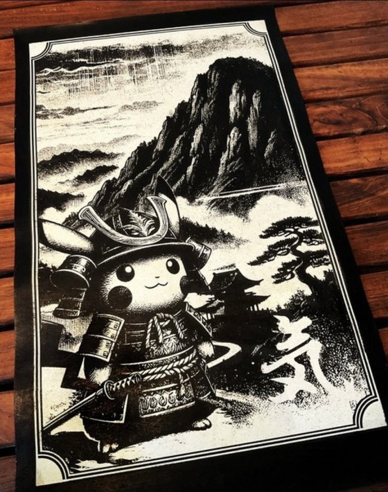 Image 1 of Kunstwerk Pikachu (Pokemon) Journing to te rising sun