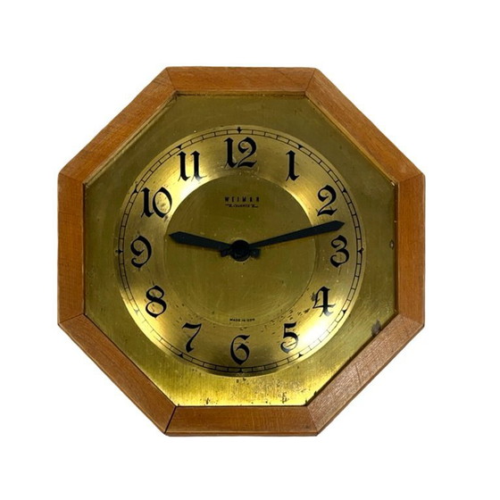 Image 1 of Reloj de pared de Weimar, octogonal, de latón y madera, Alemania, década de 1970