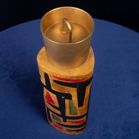 Thermos Aldo Tura Mod. 796D en parchemin à décor abstrait, 1940 – Objets déco, Leather, Abstract (photo 12 of 24)