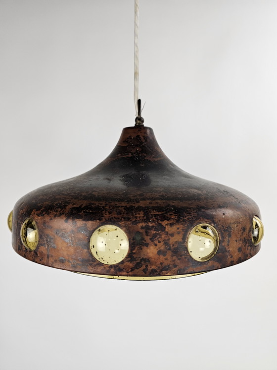 Image 1 of Lámpara colgante cobre y cristal ámbar de Nanny Still