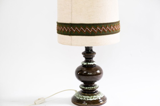 Image 1 of Vintage ceramic table lamp with fabric shade