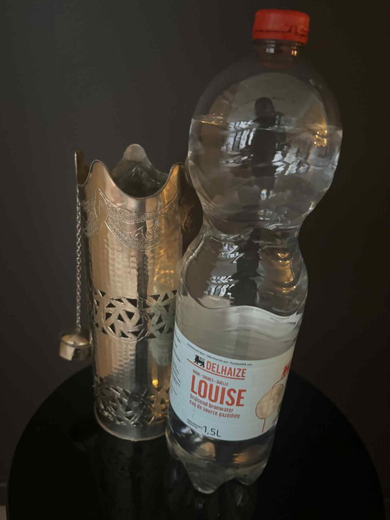 Image 1 of Handmade Moroccan Metal Water Bottle Cover with Stopper