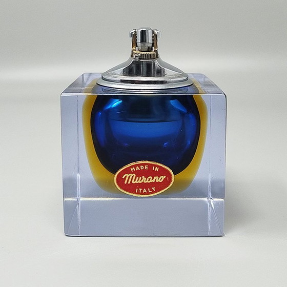Image 1 of Prachtige blauwe tafelaansteker uit de jaren 60 in Murano Sommerso-glas van Flavio Poli voor Seguso