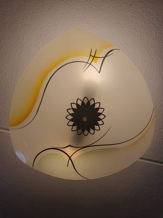 Plafonniere 60-er jaren, Ceiling lights, Glass, Metal, Black (photo 5 of 5)