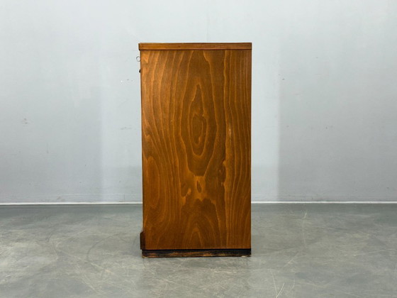 Image 1 of Art Deco Beech Tambour Office Cabinet, Czechoslovakia 1940s