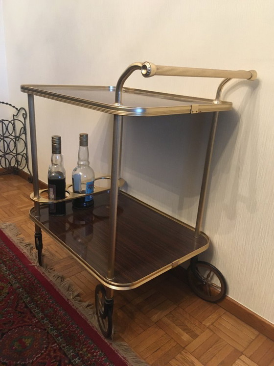 Image 1 of messing dienwagen met formica blad - Italiaanse stijl