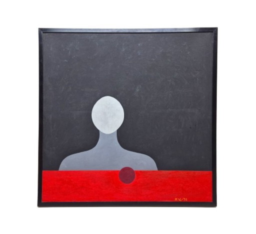 Olieverf op doek, gesigneerd en gedateerd 1971, van Pauli Vuorisalo (1944-2016), een Finse schilder.