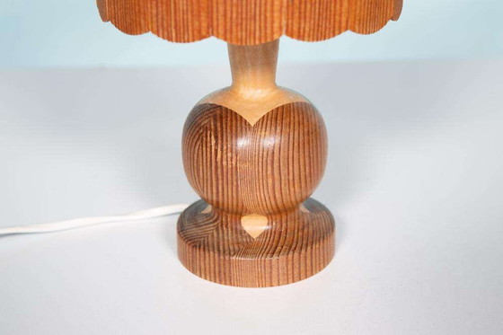 Image 1 of Vintage wooden floor lamp, pine Japandi table lamp 1960s