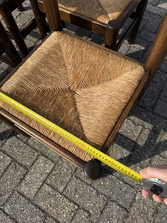4x Vico Magistretti Eettafel Set – Eetkamerstoelen, Wood, Wicker (photo 10 of 14)