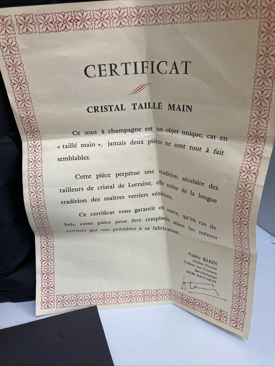 Image 1 of Grote BACCARAT handgeslepen kristallen koeler van VALERY KLEIN, nieuw in originele vintage doos