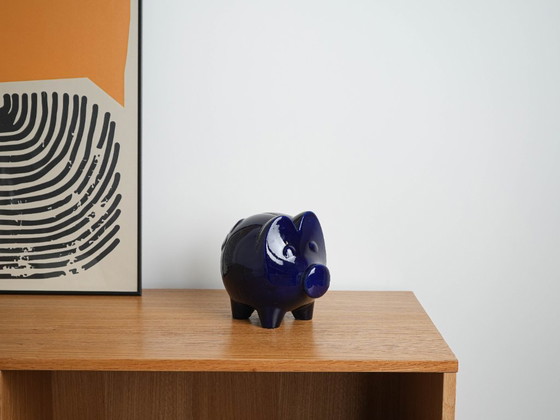 Image 1 of Marineblaues Sparschwein, deutsches Design, 1970er Jahre, hergestellt in Westdeutschland