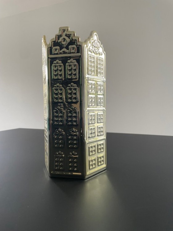 Image 1 of Architectural design vase with Amsterdam canal facades