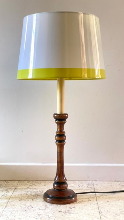 Vintage Walnut Effect Candlestick Lamp