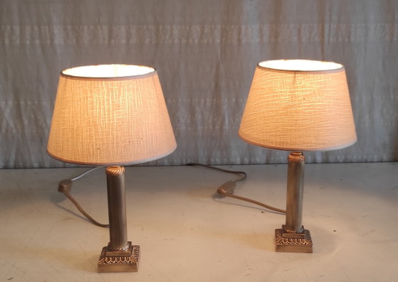 Image 1 of Neoclassical table lamps in gilt brass - mid-20th century