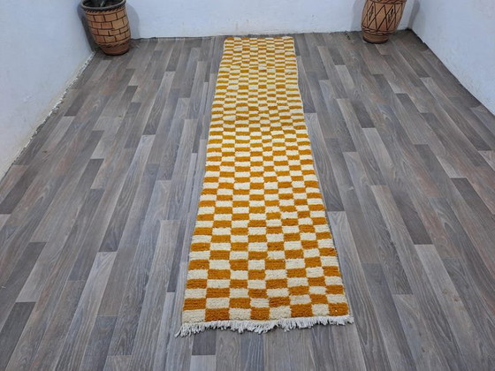Alfombra de Lana Auténtica Tradicional Hecha a Mano Naranja y Blanca 75/300 Cm – Aime Té, Wool (photo 6 of 6)