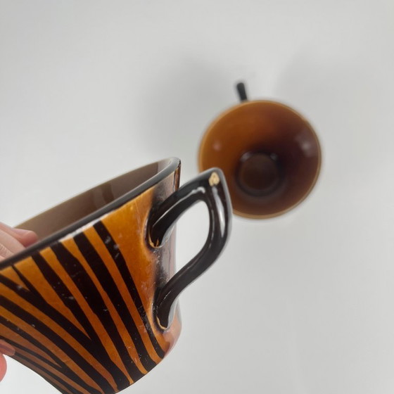 Image 1 of "Domino" coffee/tea cup duo, Sarreguemines, 1960