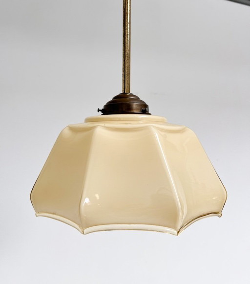 Curved glass Art Deco pendant lamp, 1930s