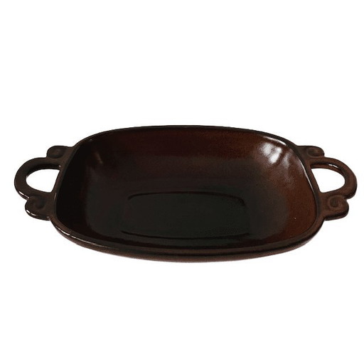 Teglia da forno vintage in ceramica marrone tedesca in stile art déco, anni '60