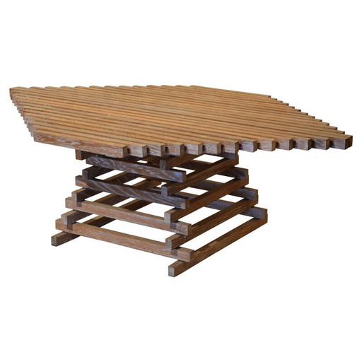 Table basse vintage en bois de chêne, 1980
