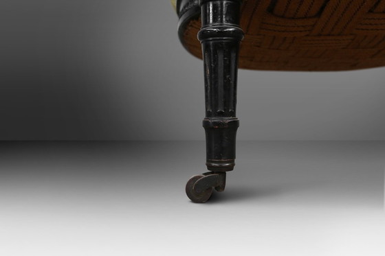 Image 1 of Fauteuil en bois noir et velours de style Empire, années 1850