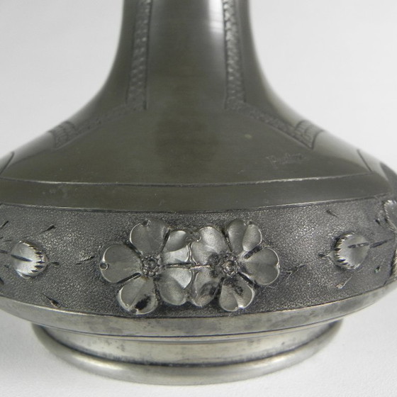 Image 1 of Pewter Art Nouveau vase signed Pechez, early 20th century