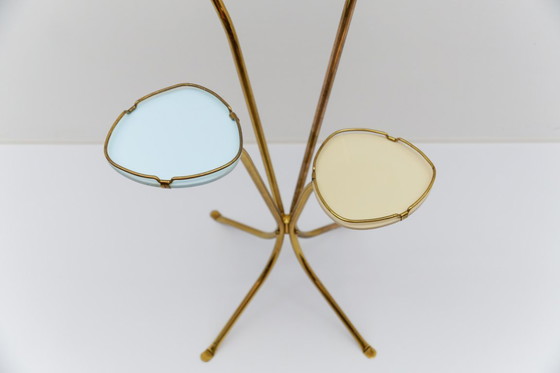 Image 1 of Portafiori in ottone e vetro color pastello, stile Mid-Century Modern, anni '50